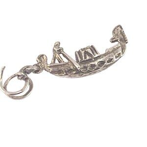 Vintage Sterling Silver Gondola Boat Venice Italy Bracelet Charm Travel Charm